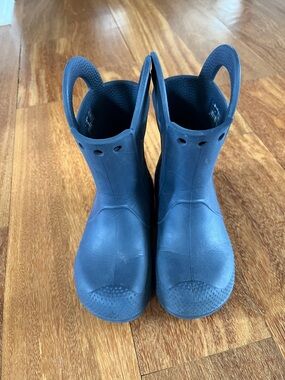 CROCS Kids Navy Blue Easy-Pull Rain Boots
